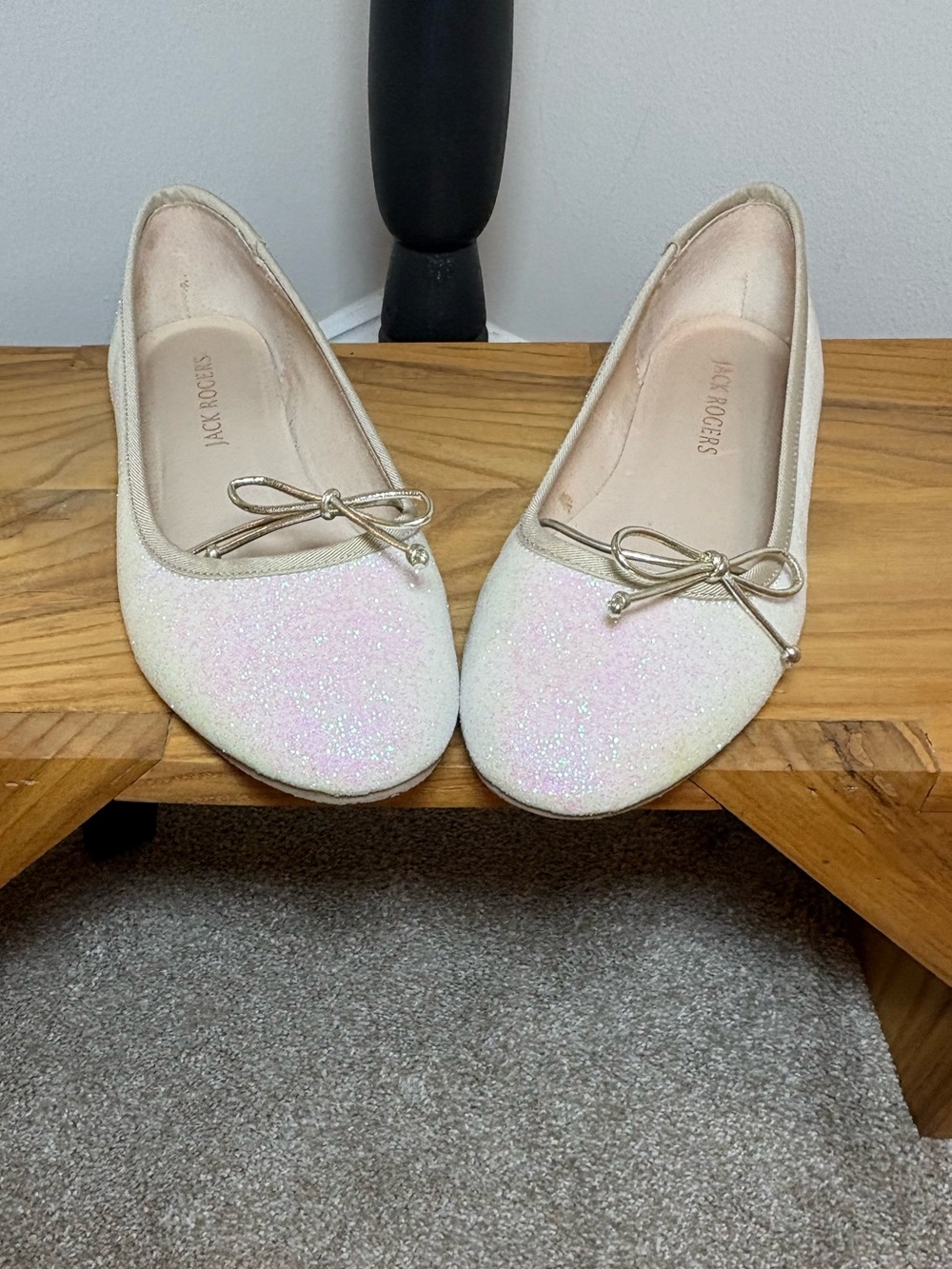 Jack Rogers Glitter Ballet Flats in Iridescent Cream